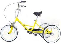 HaroldDol 20 inch Tricycle, Adult Single Speed 3 Wheel Bike, Folding Trike with Basket fur Elderly(yellow)
