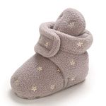 MASOCIO Baby Booties Shoes Boy Girl Newborn Infant Winter First Baby Boots Slippers Gray Size 3 UK 6-12 Months