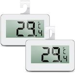 ORIA 2 Pack Refrigerator Thermometer, Digital Fridge Thermometer with Hook, Large LCD Display, Frost Alarm, 3 Mounting Methods for Kitchen, Home, Restaurants, Cafes, Bars, etc. – White