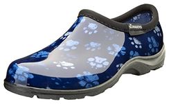 Sloggers Waterproof Garden Shoe for Women – Outdoor Slip-On Rain and Garden Clogs with Premium Comfort Support Insole, (Grungy Paw Blue), (Size 8)