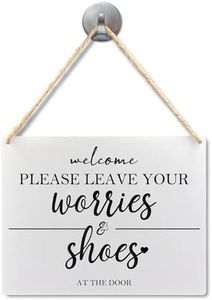 Ryeolo Please Remove Your Worries and Shoes Sign, Shoes Off Sign for Front Door, Please Take Off Your Shoes Wood Signs Wall Hanging for Front Door Wall Decor, 10.2x7.8 Inches Wall Pediments