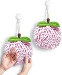 Sophie & Panda Fuzzy Ball Hand Towels (Set of 2) - Dry Your Hands Instantly and conveniently with This Creative Hand Towel Fruit Themed Decorative Towels for Bathroom (Pack of 2, Pink Peach)