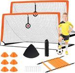 2 Pack Soccer Nets for Backyard,Set of 2 Soccer Nets, Portable Pop Up Soccer Goals for Backyard - Soccer Training Equipment, Ladder, and Cones - Toddler Kids Youth Game Toys，Without Soccer Ball