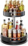 2 Tier Lazy Susan 360° Turntable Kitchen Spice Storage Organizer Rack, Height Adjustable Rotating Tray for Kitchen Cabinet Pantry Bathroom, Condiments Storage Rack