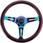 NRG Innovations ST-015MC-PP Classic Wood Grain Wheel (350mm 3 Neochrome Spokes, Purple Pearl Paint)