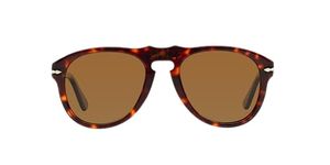 Persol PO0649 Aviator Sunglasses, Havana/Crystal Brown Polarized, 54 mm