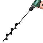 LONGRUN Earth Auger for Drill, Earth Auger with 3/8 Inch Hexagonal Shank, Earth Auger Hand, Earth Auger Electric, Flower Bulb Drill, Spiral Drill for Garden Snails - 6 x 58cm