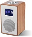 LEMEGA CR4 DAB/DAB+ and FM Digital Radio, Bluetooth Speaker, DAB Radio, Double Alarm Clock, Kitchen/Sleep/Snooze Timer, Colour Display, Headphone Jack, Wood Look, Mains Operated - Walnut