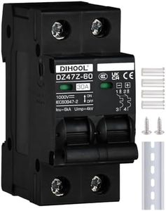 DIHOOL 30 Amp Circuit Breaker DIN Rail Mount Solar Disconnect Switch 2P 1000V Miniature Circuit Breaker