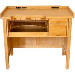 Noble Fine Wood Smart Jewelers Bench - Wooden Workbench with Drawers, Solid Wood Top, Power Outlets and USB Ports for Jewelry Making