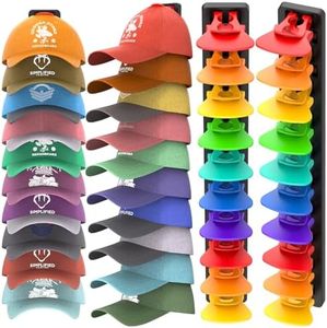 HeQe Hat Organizer for Baseball Caps, 2 Pack Hat Rack for Wall, Strong Adhesive Hat Storage Display Holder(Rainbow)