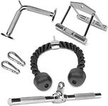 Mount Hood Combo Tricep Press Down Cable Attachment | Rowing Handle, V-Shaped Bar, Triceps' Rope, Rotating Straight Bar with 2 Snap/S, Lock