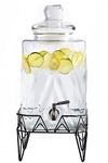 Glacial Ice Design Glass Beverage Dispenser with SS Spigot and Stand - 2.5 Gal