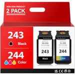 ZepmTek 243 244 Ink Cartridge, Remanufactured Ink Cartridge Replacement for Canon PG-243 CL-244 245 246 for Pixma MG3022 MG2522 TS3120 TS3100 TS3122 TR4520 TR4522 TR4527 MG2922 MG2920 Printer, 2-Pack