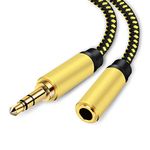 Headphone Extension Cable,3.5mm Male to Female Extension Stereo Audio Extension Cable Adapter Gold Plated Nylon Braided Cord Compatible for iPhone, iPad, Smartphones, Tablets (2M/6Ft)