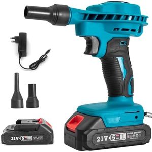 Mulcort - Soplador eléctrico, ventilador de litio pequeño de 20 V, soplador de polvo doméstico, motor cepillado de alta potencia, ventilador eléctrico, ventilador de eliminación de viento fuerte