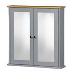 Albert Austin Bathroom Wall Cabinet Mirrored Bathroom Storage Cabinet Double Doors Organiser Toilet Cupboard Bathroom Mirror Cabinet Moisture Resistant MDF Wooden Construction Waterproof (Grey)