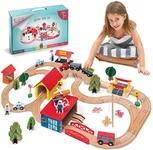 KipiPol Wooden Train Set - 69 Piece