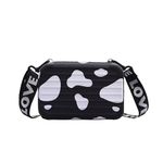 Valerie Sling Box Bag For Women With Detacheable Shoulder Strap And Convertible Into Cosmetic Box Bag (Black Cow Print)