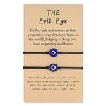 SUNSH 2Pcs Evil Eye Bracelet for Women Teen Girls Boy Couple Kabbalah Adjustable Rope Waterproof Lucky Jewelry with Wish Card Protection Black String Lover Family Mother Daughter Friendship Gifts