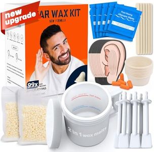 Wokaar 99 Pcs Ear Hair Remover, 100g Wax, 20 Applicator Spatula, 10 Nasal Wax Sticks, New Ear Nose Hair Removal Wax Kit for Men and Women, 2 In 1 Wax Melts| 15 Wipes, 20 Earplugs & Ear Protecti