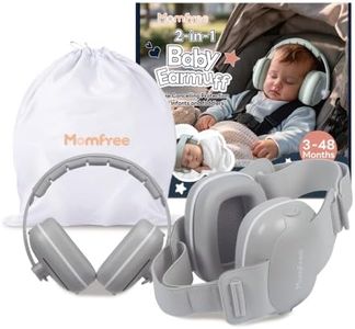 Momfree 2-in-1 Baby Ear Muffs for Sound Reduction, Hearing Protection for Airplane, Fireworks, Soft & Comfort Noise Cancelling Headphones with Adjustable Headband for Babies and Toddlers(3-48 Months)