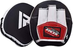 RDX Boxing Pads Mini Focus Mitts Maya Hide Leather Micro Hook and Jab Hand Pads Smartie Strike Shield for Kickboxing, MMA, Muay Thai, Punching Target, Martial Arts, Karate Training