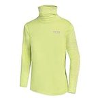 TCA Boys' Warm Up Long Sleeve Training Workout Funnel Neck Thermal Running Top with Thumbholes - Lime Punch,12-14 Years