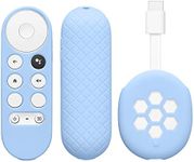 kwmobile Remote Cover Set Compatible with Google Chromecast 2020 4K (not for New-Generation) - Remote and Device Case 2 Piece Set - Light Blue/Light Blue