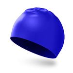 Swimming Cap for Men and Women, Adult Swimming Hat Swim Cap, Comfortable Fit, Waterproof Swimming Hat, Silicone Unisex's Swim Cap (Blue)