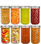 Vency Wide Mouth 320ml Glass Mason Jar, 8pcs Glass Canning Jars with Silver Metal Airtight Lids for Canning, Preserving, Meal Prep, Overnight Oats, Jam, Jelly (Set Of 8, 320ml)