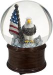 Eagle Snow Globe, Decor, 4th of July Snow Globes Independence Day Decorations with Music, Powered Patriotic Eagle and American Flag 5.5 inch