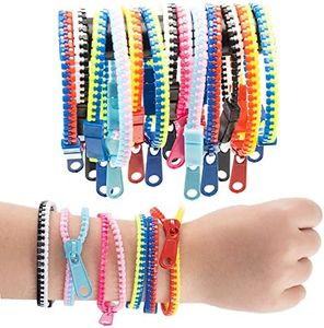 Studico Zip-Zip Hooray Fidget Bracelets for Kids, Multi-Colored Sensory Toys, Perfect for Kid's Party Favors, 48-Count