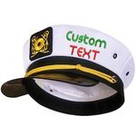 Custom Your Owns Name Captain hat,Adult Sailor hat,Navy hugh hefner Adjustable boat cap Costume Accessory Party For Men Women