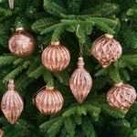 Osfvn Mercury Glass Christmas Ornaments Set of 8 Rose Gold 3.54 Inches Large Hanging Balls Finial Xmas Tree Decorations