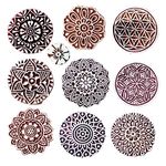 Royal Kraft Wooden Stamps for Block Printing on Saree Border, Textile, Clay, Pottery, Tattoo (Set of 10) MXtag0006