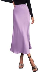BTFBM Long Skirts for Women 2026 Fall Outfits,Light Purple,M