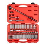 TEKTON 3/8 Inch Drive 12-Point Socket and Ratchet Set, 73-Piece (1/4-1 in., 6-24 mm) | SKT15312