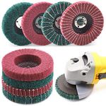 Keadic K-388 8PCS 4 Inch Red & Green Nylon Fiber Flap Discs Set, 120 180 240 320 Grit Assorted Sanding Grinding Buffing Wheels for Angle Grinder, Polishing Tools