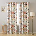 Cloth Fusion Printed Blackout Curtains 7 Feet Long Set of 2 Room Darkening Door Curtain with Grommet (White Roses)