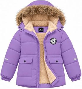 SWISSWELL Girls Winter Coat Kids Fleece Puffer Jacket Purple 14-15 Years | Water & Wind-Resistant Shell for Light Rain & Snow; Sherpa Lining and Plush-Trimmed Hood for Everyday Winter Warmth