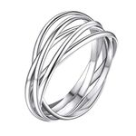 Supcare Interlocking Rolling Rings for Women Sterling Silver Quintuple Band Rings Fidget Rings Size S Wedding Promise Ring