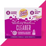 Lemi Shine Washing Machine Cleaner & Wipes – Natural Citric Extracts Clean Washing Machine & Cleaning Wipes Remove Buildup, 4 Pouches & 4 Wipes Per Box - 2 Pack Bundle (8 Total)