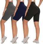 3 Pack Biker Shorts for Women – 8"/ 5"/ 3" High Waisted Tummy Control Workout Yoga Running Athletic Shorts