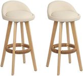 Artiss Bar Stools Stool Set of 2 Kitchen Counter Barstools Dining Chair Bentwood Chairs Leather Beige in 69cm Seat Height Floor Home Dining Room Cafe Outdoor Indoor