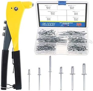 Glarks Heavy Duty Riveter Set, 210Pcs Aluminum Blind Rivets Assortment Kit and a Professional Pop Rivet Gun for Sheet Metal, Automotive, Railway, and Duct Work (Rivet Gun with Rivets Set)