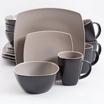 Gibson Home Soho Lounge Matte 16 Piece Dinnerware Set, Taupe