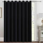 Extra Wide Blackout Curtain for Living Room Thermal Insulated Light Blocking Room Darkening Grommet Curtain Drapes for Patio Door/Bedroom/Home Theater, 100" Wide by 84" Long, 1 Panel, Black