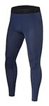 PowerLayer Men's Running Workout Thermal Compression Base Layer Leggings Tights - Navy Eclipse, S