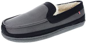 Izod Classic Two-Tone Moccasin Slipper in Grey/Black,Grey,Large / 9.5-10.5 D(M) US